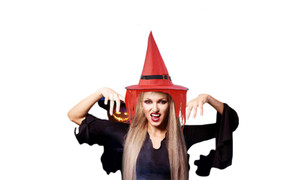 NEW  6pcs Halloween hat witch hat party arrangement props LED light witch hat  5430
