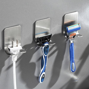 Pack of 2 Stainless steel no screw self adhensive shaver hanger-la