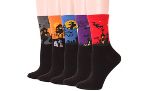 NEW 5pcs Mid Tube Horror Pattern Halloween Socks 5460