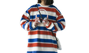 NEW  women's thin loose long sleeve striped sweatshirt 5498