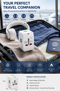 Universal Travel Adapter Worldwide Plug Converter with Surge Protection