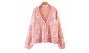 NEW  small daisies college wind sweater coat women's spring and autumn loose casual knitted sweater  5502