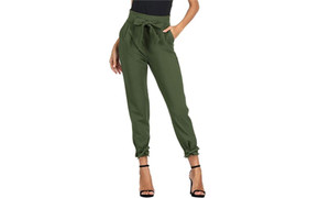 NEW   Trousers High Belt Bow Pocket Drawstring Loose Pencil Pants for Women  5523
