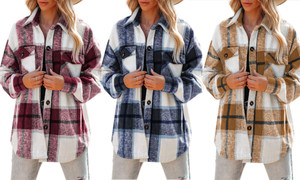 NEW  Autumn and Winter Plaid Jacket Casual Loose Pocket Shirt 5531