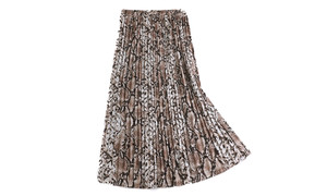 NEW Printed High Waist Vintage Pleated Skirt A-Line Long Skirt 5556