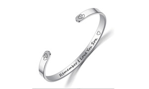 NEW Bracelet MOM DAD SON DAUGHTER Stainless Steel Open C Lettering Bracelet 5636