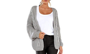 NEW Open Front Chunky Wide Knitted Cardigan 5665