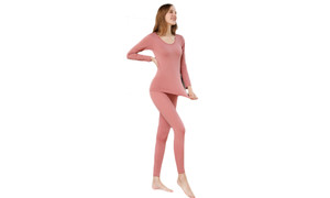 NEW Ladies bottoming vertical stripe autumn and winter thermal underwear set 5724