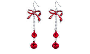 NEW Long Bowknot Tassel Earrings Christmas Red Bell Earrings  5750