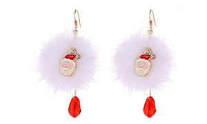 NEW Fashionable plush Santa earrings with diamonds / Festive gift 5820