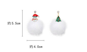 NEW Diamond studded Christmas tree snowman fur ball earrings 5821