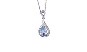 NEW Women's fashionable full diamond drop blue zirconia necklace 5828