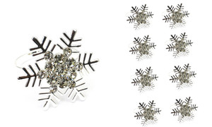 NEW 8PCS Christmas brass and diamond snowflake napkin clasp 5867