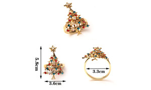 NEW Christmas Gifts Christmas Tree Alloy Coloured Diamond Napkin Ring 5879