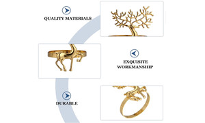 NEW 6 Pcs Christmas moose gold and silver fawn napkin ring 5880