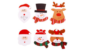 NEW 6PC Christmas Cutlery Holders Santa Claus Reindeer Snowman Pockets for Decor Knifes Forks Decorations for Festival Party Table Mix 5905