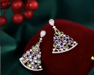 NEW Wanthon inlaid Diamond Christmas Tree earrings 5954
