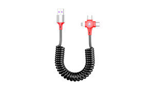 NEW 6A 3-in-1 solid colour spring data cable charge cable 5982