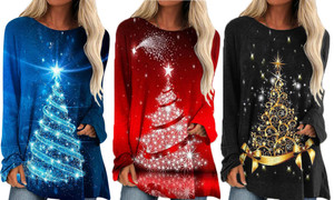 NEW  Xmas round neck long sleeve top 6008