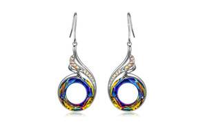NEW Dazzling crystal peacock phoenix earrings 6035