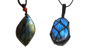 NEW Natural moonstone labradorite raw stone necklace 6041