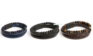 NEW Magnet buckle men's leather bracelet 6088