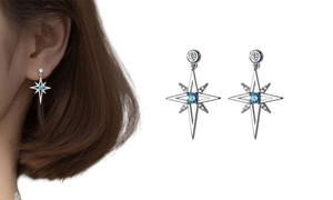 New Silver Eight Star Earrings 6117