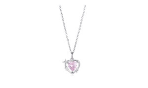 2302 NEW Light luxury wind glitter pink diamond love necklace 61206