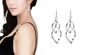 2302  NEW Leaf long tassel double twist earrings 6193