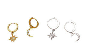 2302 NEW Creative Star Fashion Asymmetric Moon Star Earrings 6214