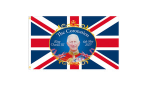 2302  NEW  (150cm x 91cm) King Charles III Union Jack Coronation Souvenir Flag - British Decorations - Coronation Street Parties 6198