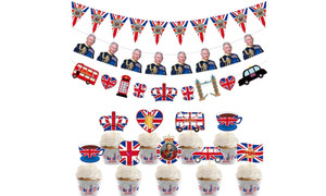 2302  NEW  British celebration party flag pulling cake decoration card flag pulling suit  6199