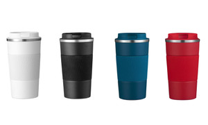 2303  NEW  Stainless Steel Travel Coffee Cup With Silicone Grip 6332