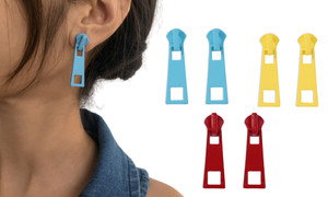 2303  NEW  Simple zipper earrings Color metal candy earrings   6337