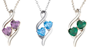 2303  Double-hearted pendant Candy series Aquamarine necklace Amethyst   6342