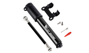 2303  NEW    High pressure inflator bicycle basketball inflator mini portable small inflator with hose 6353