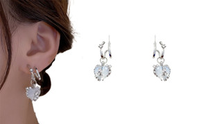 2303 NEW  Silver needle zircon split love earrings 6344
