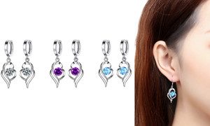 2303 NEW  heart-shaped angel feather earrings with zircon  6345