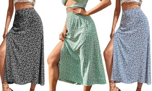 2303  NEW Floral skirt with sub-A-line buttock waist skirt  6373