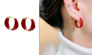 2303 NEW  Red oil drop retro simple and versatile design earrings6368