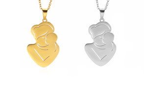 2303 NEW Cartoon Boy Girl Family Thanksgiving Mother's Day Parent-child Stainless Steel Necklace 6614