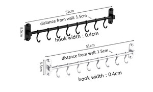2303 NEW  Perforation-free space aluminum pole wall mounted shelf with 50cm 8 hooks 6631