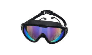 2303  NEW  Swimming goggles for adults, large frame, waterproof, anti fog, one piece earplugs, large field of vision, eye protection for men and women, swimming goggles 6386