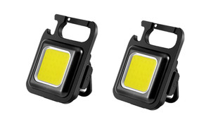 2303  NEW  2pcs Mini flashlight, rechargeable keychain flashlight, COB mini flashlight with 3 lighting modes, portable pocket light with folding stand, bottle opener 6388