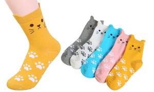 2303  NEW   5 pairs  Cute Cat Cartoon Stereoscopic Ear Socks  6398