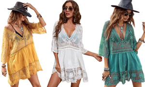 2303  NEW V-neck lace embroidered sunscreen suit sexy bikini swimsuit smock  6705