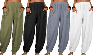 2304 Women's loose cotton and linen casual pants Home Harlan pants 6699