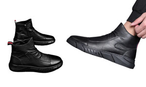 2304  NEW  Men's British high -top leather boots non -slip casual leather shoes are fashionable  6739