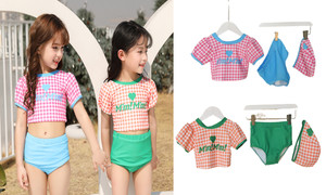 2305 NEW Girls' Love Check Split Swimsuit 7066