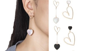 2305 NEW High grade hollow out peach heart titanium steel earrings for women 7096LA